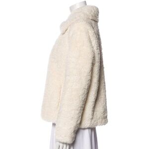 Soia & Kyo Womens Beige Faux Fur Zip-up Jacket Size Small